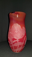Engraved Red Poppy Vase